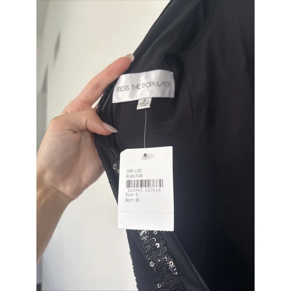 Black dress with black and pink sequins Size S